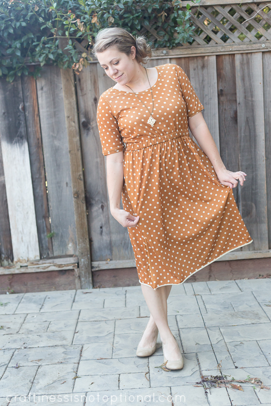 mustard polka dot knit dress || craftiness is not optional