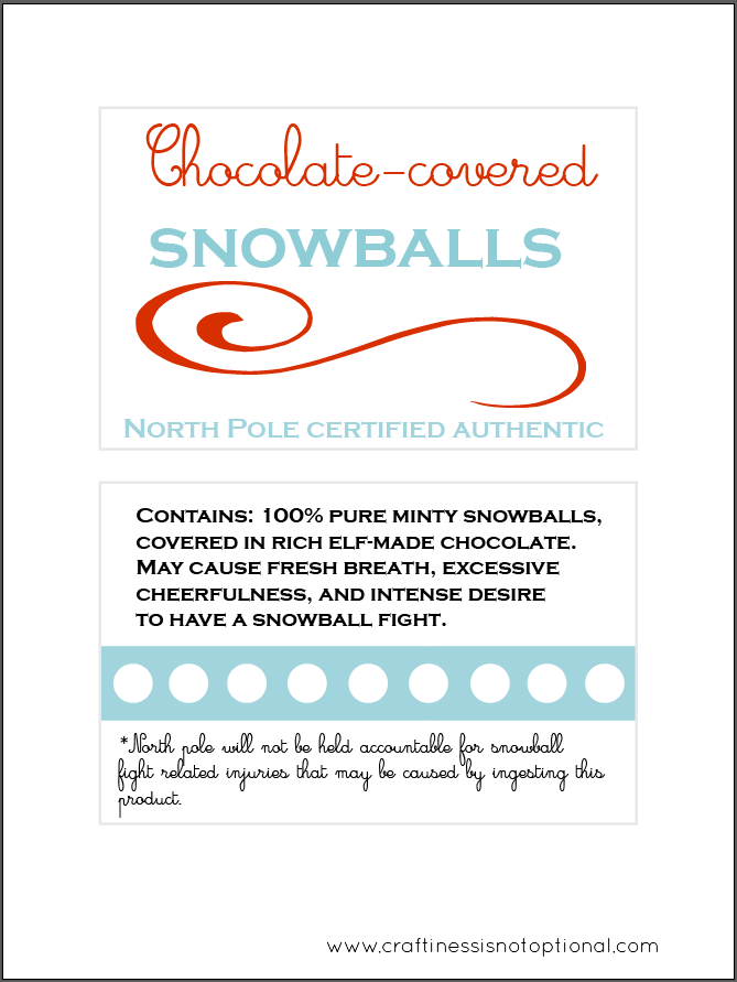 chocolate covered snowball junior mint label