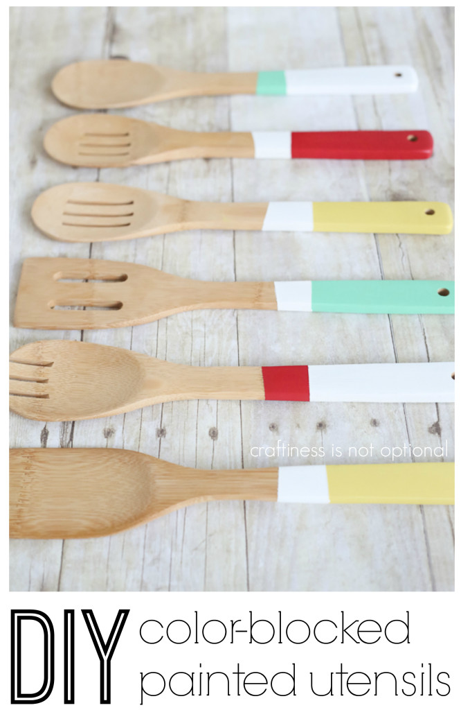 DIY color blocked painted utensils