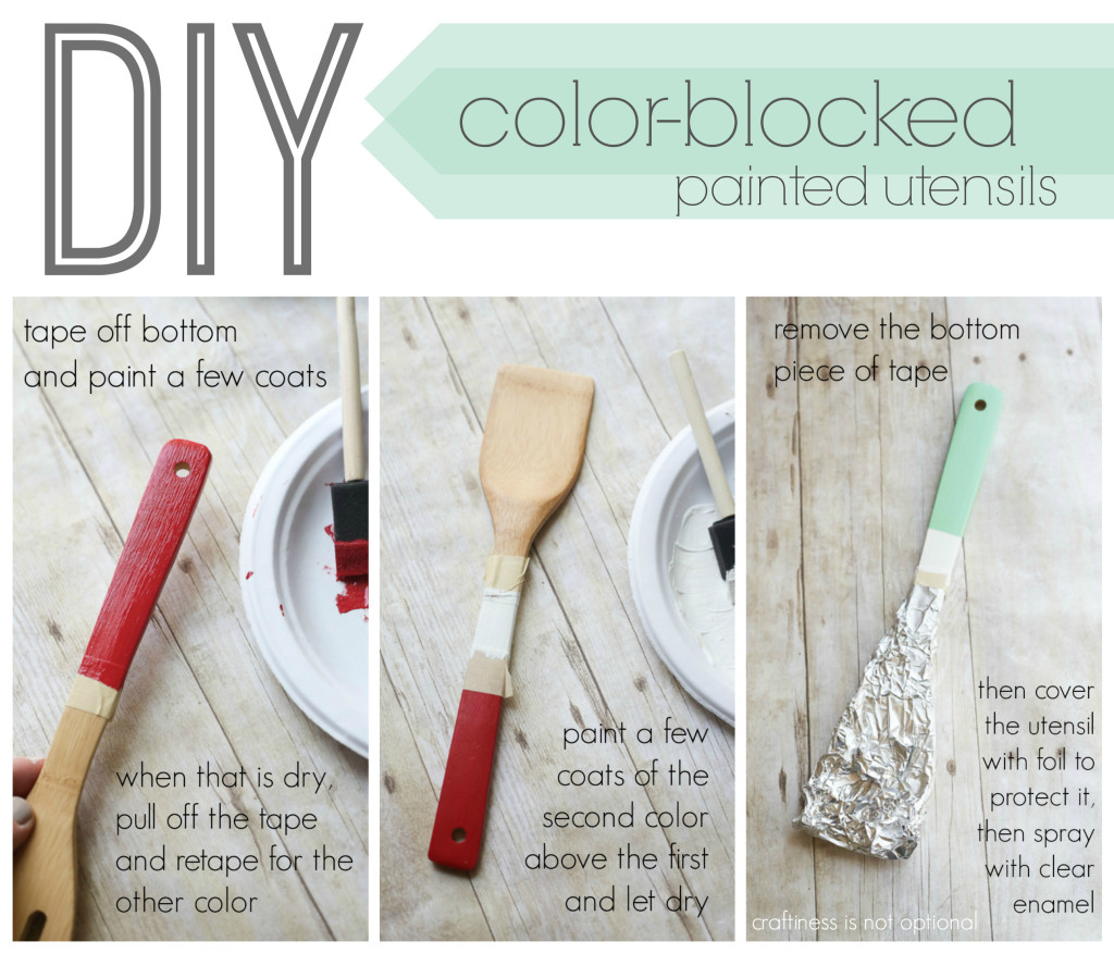 DIY color blocked painted utensils