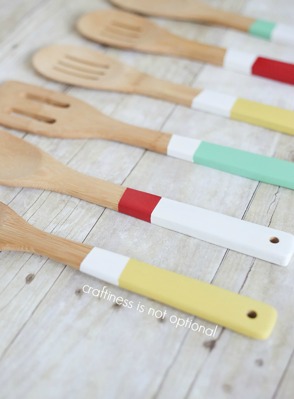 DIY color blocked painted utensils