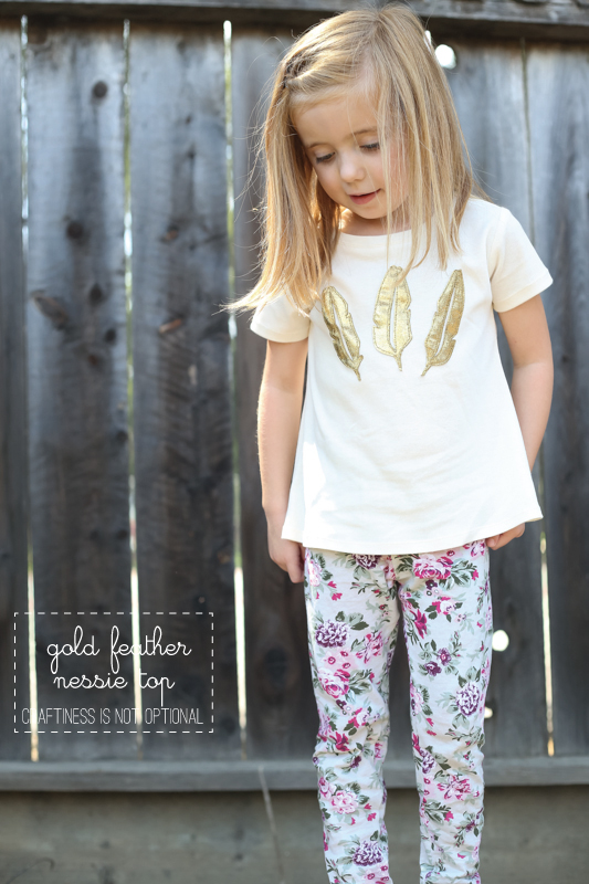 gold feathered Nessie top-made with a silhouette cameo!