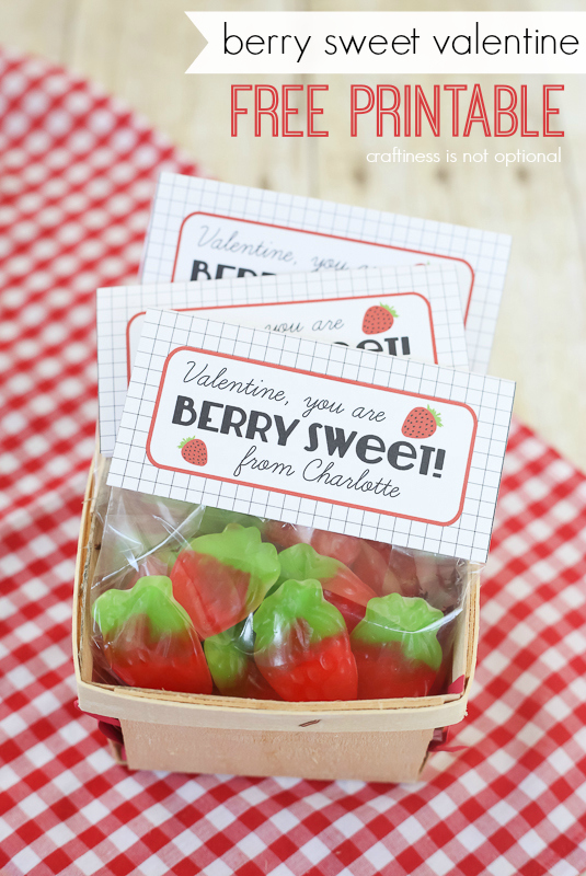 You are BERRY sweet-strawberry candy valentine idea and FREE printable!