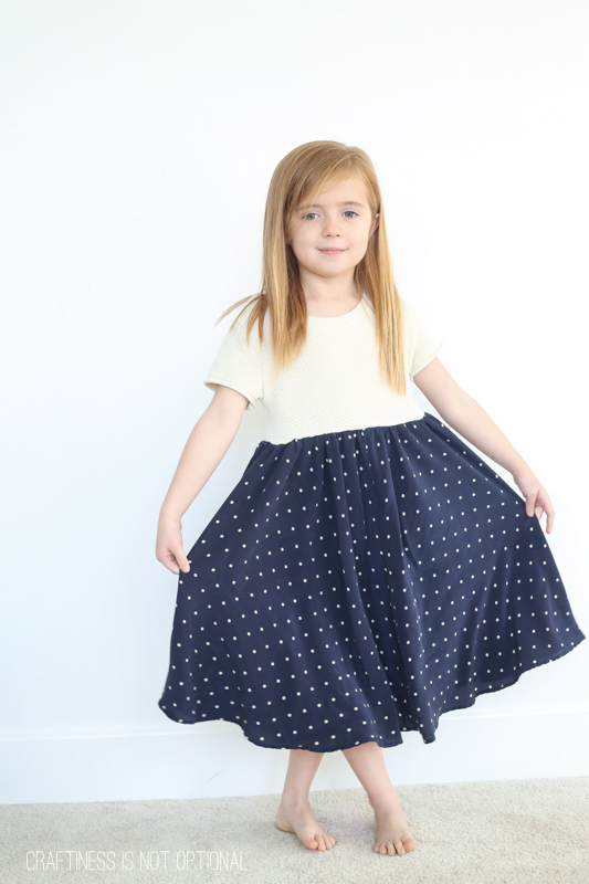kids clothes week upcycled navy dot dress