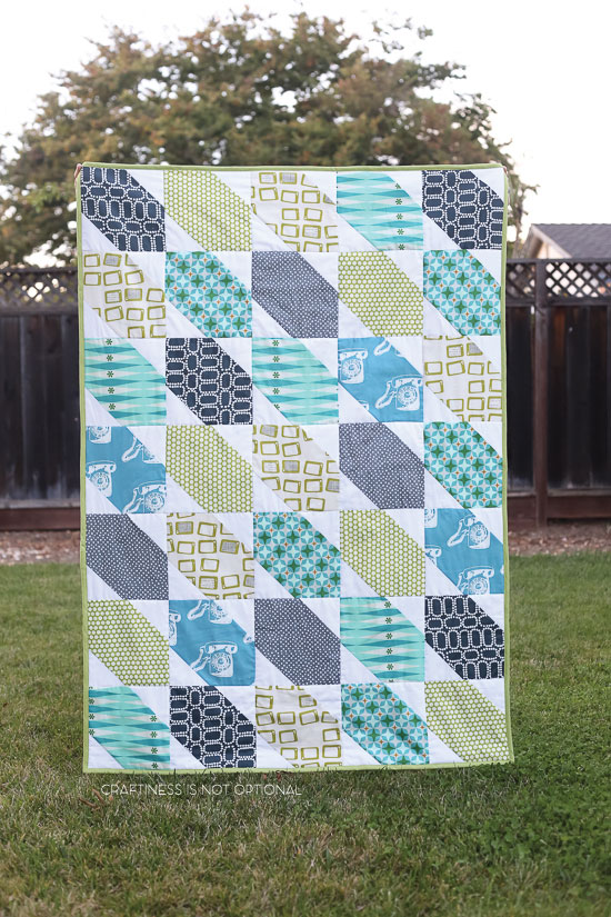 grey, green, and teal baby boy quilt