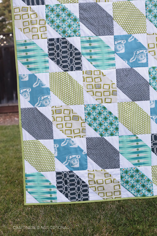 grey, green, and teal baby boy quilt