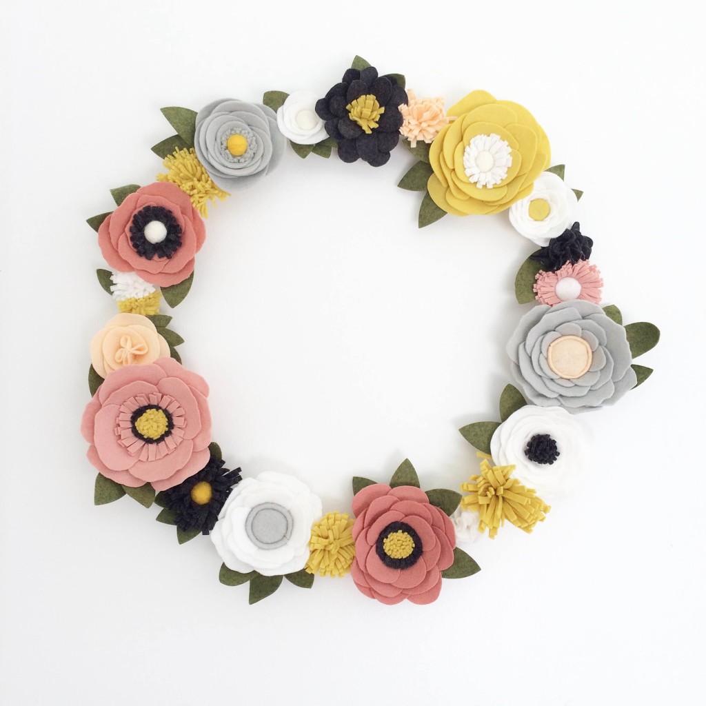 felt flower wreath