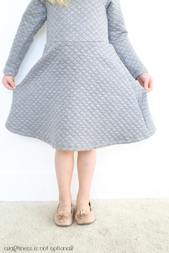 grey quilted skater dress