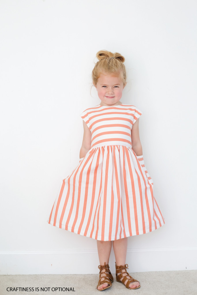 striped coral dress