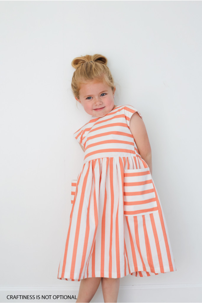 striped coral dress