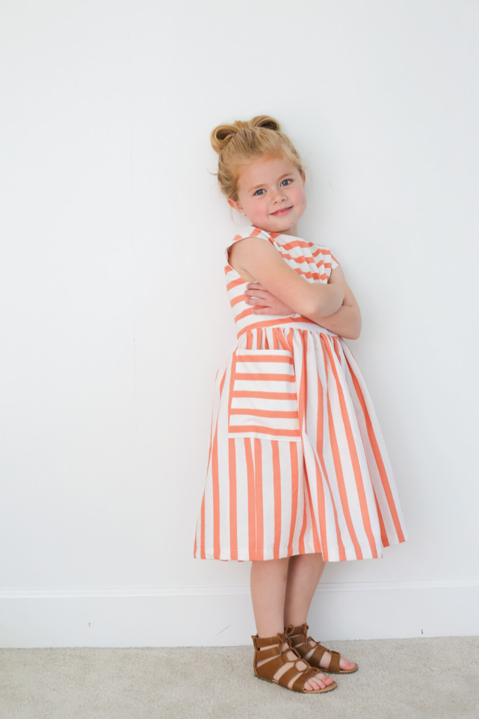 striped coral dress