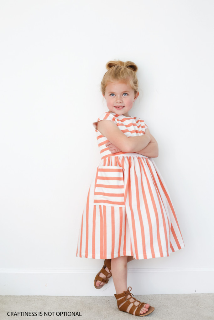 striped coral dress