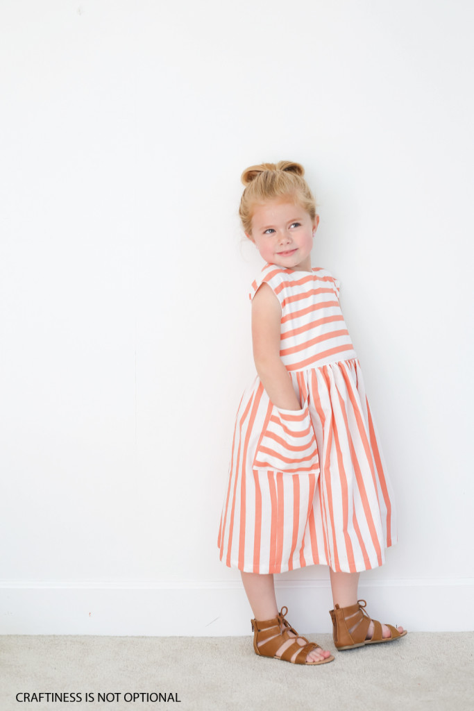 striped coral dress