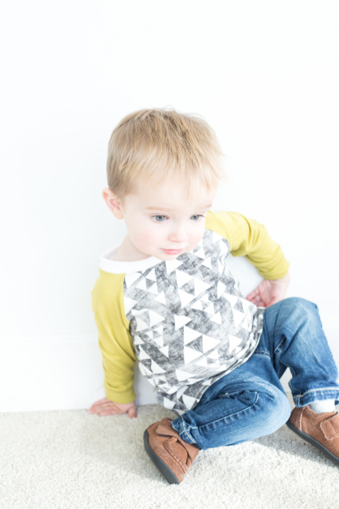 YOTB grey and green triangle raglan