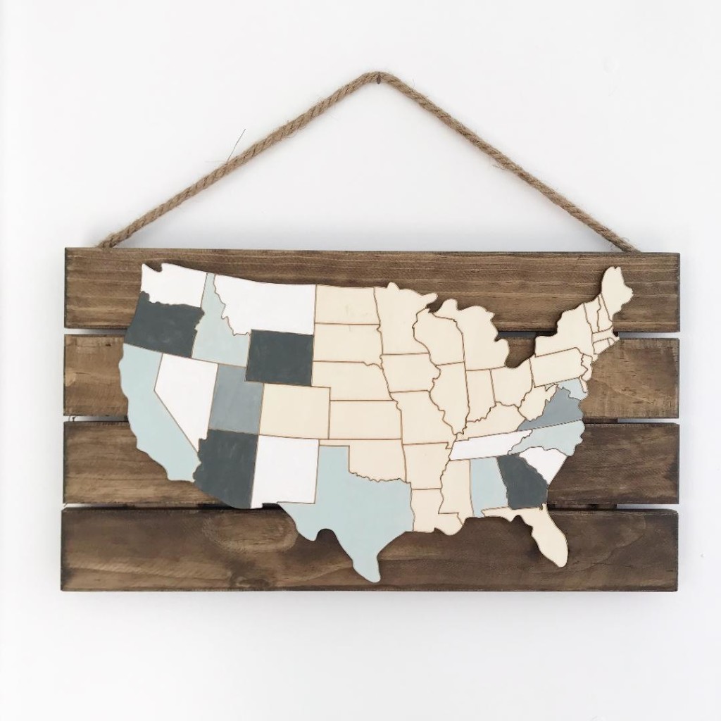 wooden usa map